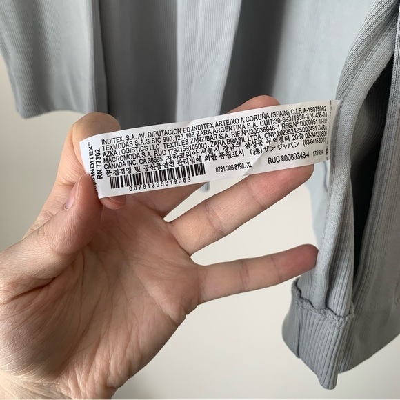 ZARA Gray Ribbed Open Front Cardigan Sweater Size US XL - Picture 6 of 8